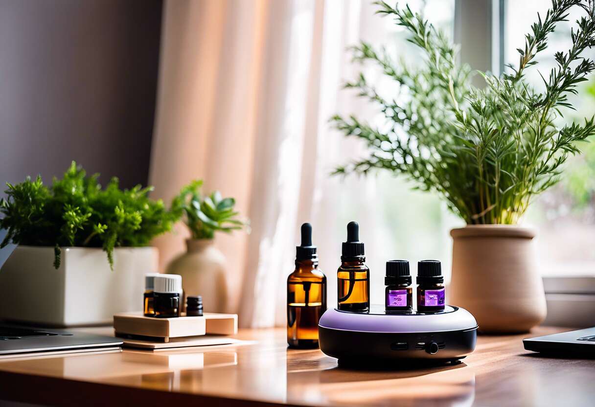 La diffusion d'huiles essentielles selon l'espace de vie : chambre, salon, bureau