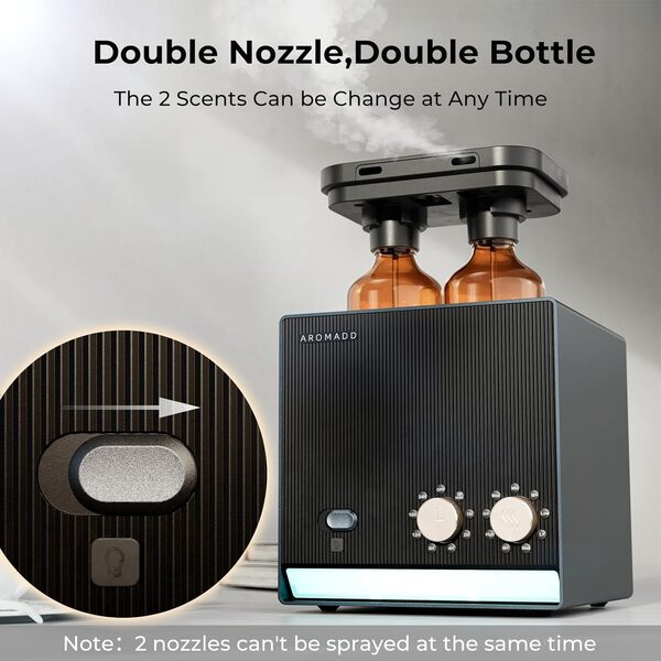 Aromadd Diffuseur intelligent sans eau 2025 de 2000 m², 2 machines à air parfumé de 200 ml pour maison et hôtel, technologie d'air froid, diffuseur d'huiles essentielles pour grande pièce – Double