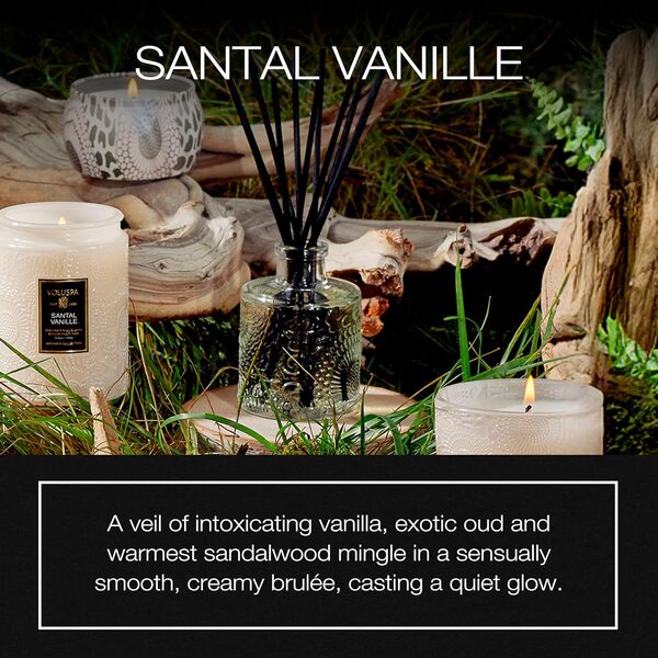 Voluspa Santal – Diffuseur à roseaux parfumé à la vanille – 96,4 g – Diffuseur d'huile de luxe pour la maison, fabriqué à la main aux États-Unis