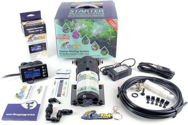 Mist King MKSMS5-125-50 Système de brumisation de démarrage 5ème génération pour refroidissement de terrasse et patio, habitats de terrarium et applications de serre