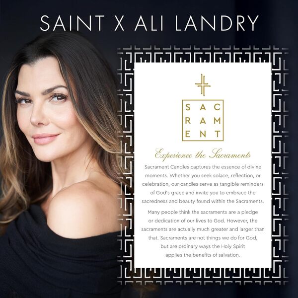 SAINT X Ali Landry Bougie parfumée sacrement – Tubéreuse et bois de santal – Bougie d'aromathérapie de soja et noix de coco – Longue durée de combustion de 80 heures – Décorative, relaxante, parfumée