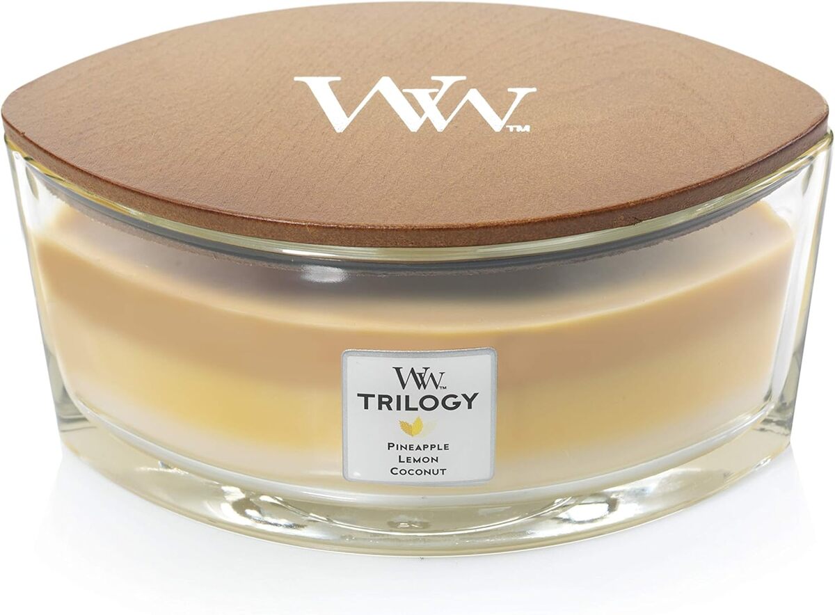 Avis sur la bougie WoodWick Ellipse Trilogy : mèche crépitante et fruits d'été