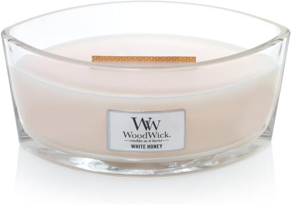WoodWick Ellipse Bougie parfumée, miel blanc, 473,6 g | Jusqu'à 50 heures de combustion