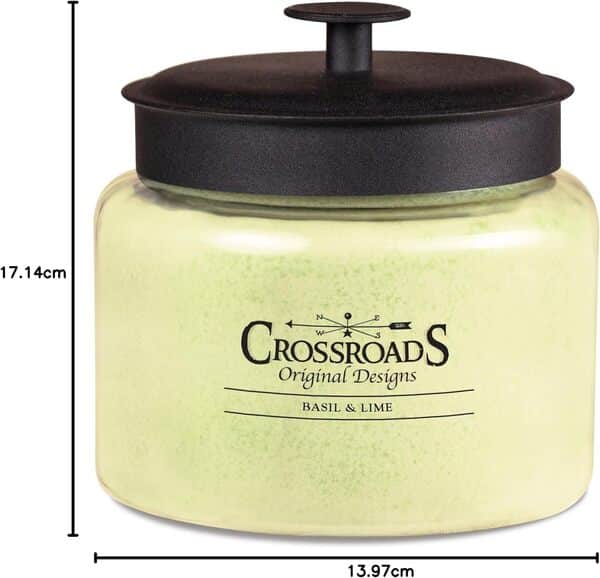 Crossroads Bougie parfumée à 4 mèches Basilic et citron vert, 1,8 l