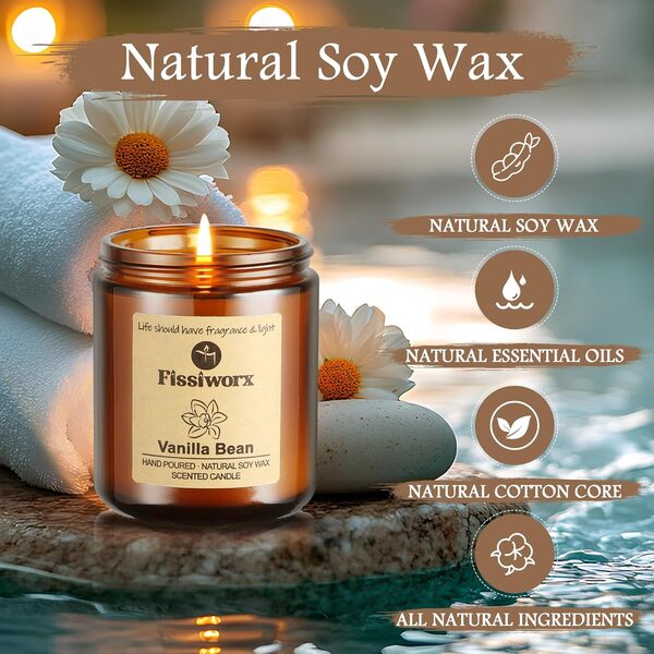 Lot de 4 bougies parfumées pour la maison, élimination des odeurs, soulagement du stress, 850,5 g, cire de soja longue durée de 220 heures, coffret cadeau pour femme