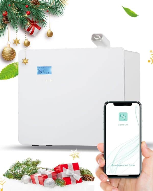 Mxmoonant Diffuseurs d Huile Essentiel, sans Eau, Mural, Couvrant 3000m³, 1000ml Bouteille d'huile, Electrique, Contrôle d'application, HVAC Connectable, pour Grande Piece, Bureau, Hotel