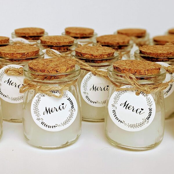 Bougie parfumées - 24 PCS lot de bougies MERCI - Cire de soja naturel | Petit cadeau invites mariage, bapteme, anniversaire, bougie noel, cadeau nounou - Alternative dragees mariage | TE Whaka
