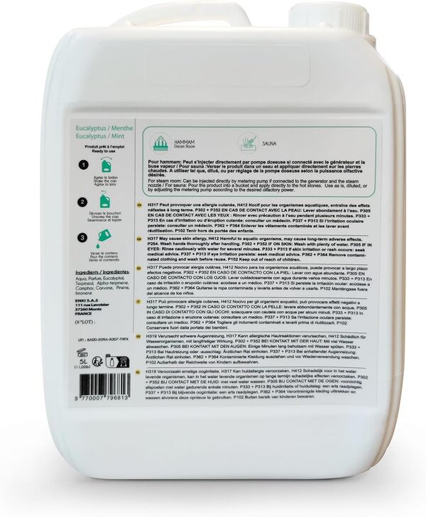 KIKAO - Elixir Sauna & hammam Eucalyptus/Menthe - Aux huiles essentielles d'eucalyptus - arôme pour Sauna - Relaxation - Aromathérapie (5 kg Prêt à l'emploi)