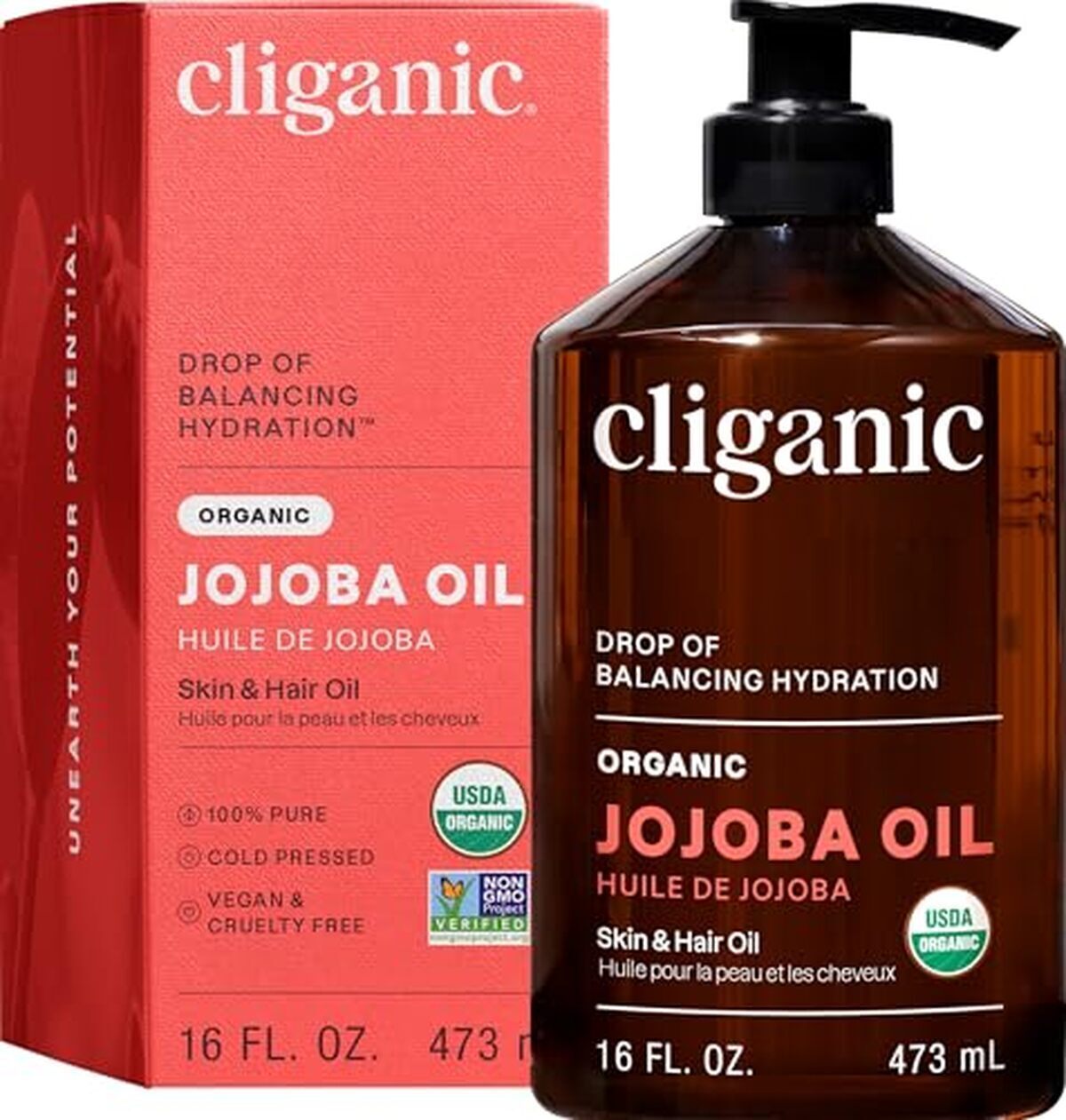 Avis : huile de jojoba bio Cliganic 100% pure 480ml
