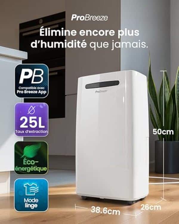 Découvrez notre analyse du déshumidificateur Pro Breeze 25L/jour : performances, efficacité et avis d'experts pour choisir le bon appareil pour votre intérieur