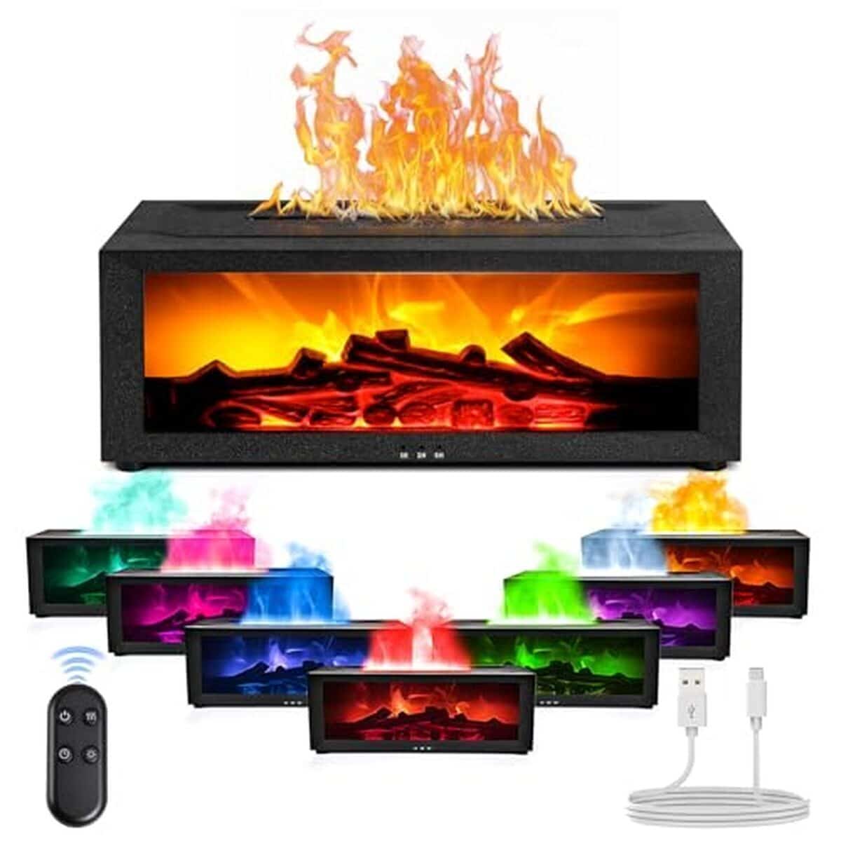 Test du diffuseur d'arômes avec effet flamme et lumière multicolore